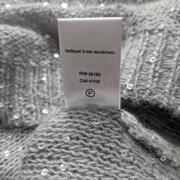 BNWT ATM Wool Blend Long Sleeve Sequin Sweater - Fog - Picture 10 of 10